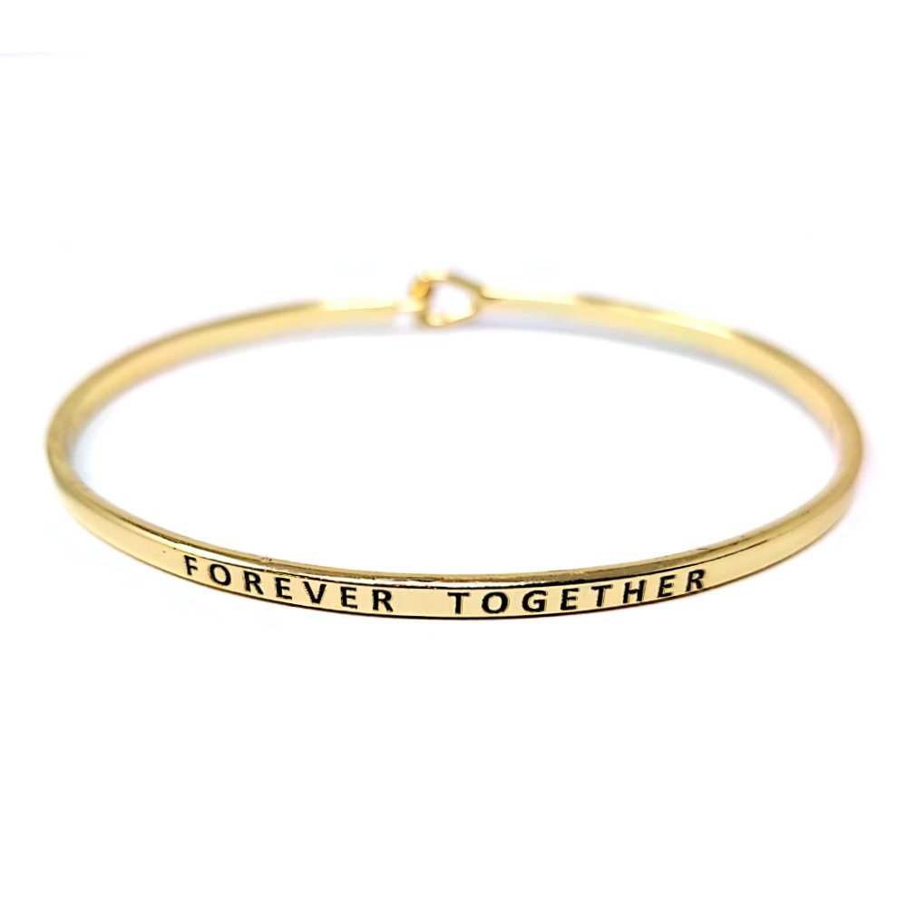 by you Inspirational Positive Quote Message Engraved Thin Cuff Bangle Hook Bracelet