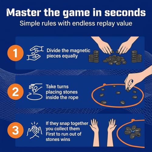 Image of Mashes Magnetic Strategy Board Game for Kids & Adults | Fun Family Game with Magnets & Lanyard Rope | Brain Boosting Logic & Reflex Challenge | Travel & Party Game for All Ages (24 Pcs)