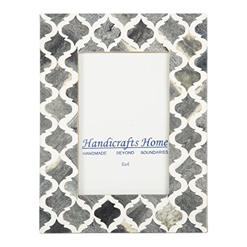 Handicrafts Home 4X6 Picture Frame Moroccan Arts Inspired Handmade Photo Frames - Grey White, Gifts For Mom #TOP6