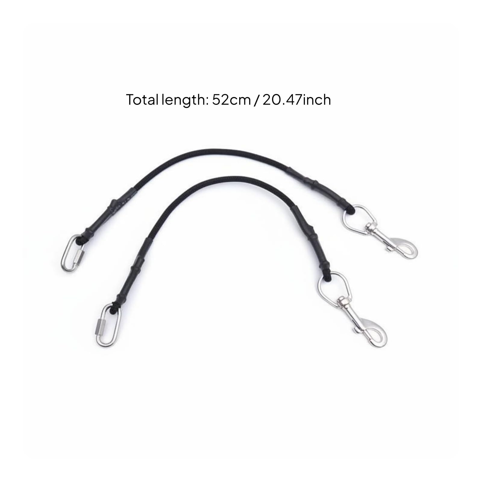 rockible Sangle de Bouteille de Plongée Lanière Bungee Harnais Paire de Leash avec Mousquetons INOX 316 Maintien Compact et Poids Léger Adaptée aux d'Entraînement et aux Sorties Récifales 52cm