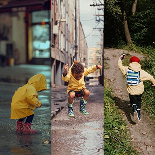 Image of MYJAJAYI Gray Boys Rain Jacket Lightweight Hooded Rain Coats for Kids Waterproof Jacket 12