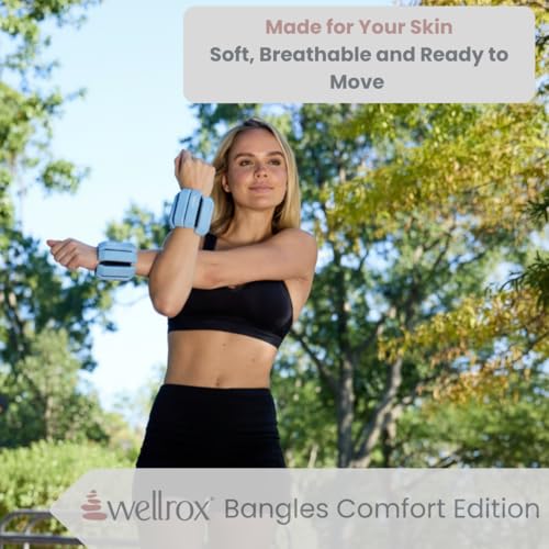 Image of Wellrox Weighted Bangles - Adjustable Ankle and Wrist Weights for Women & Men - Set of Ankle Weights 2 lbs (1 lb Each Wrist Weight) | Weighted Arm Bands for Pilates, Yoga, Running & Walking