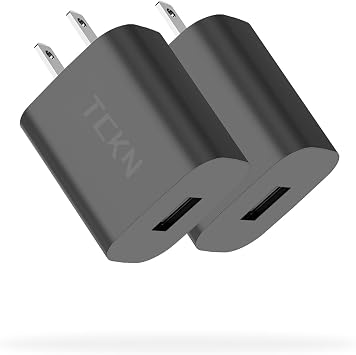 USB Wall Charger 5V 2A Power Adapter for iPhone, iPad, Samsung, Tablet, iPod, Kindle and More Black 2Pack