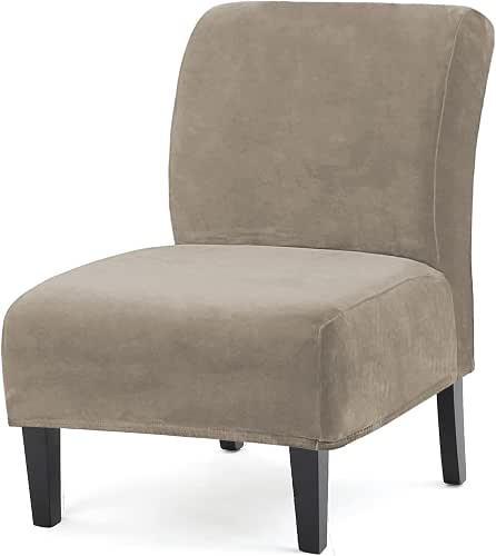 Armless Accent Chair Slipcovers, Thick Velvet Slipper Accent Chair Covers