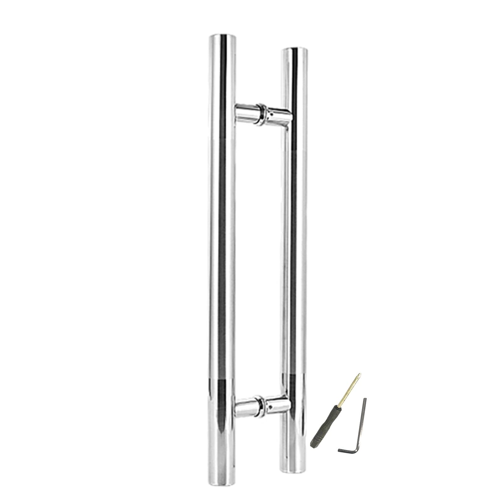 Manija de puerta de granero redonda, manija de puerta de vidrio de acero inoxidable de doble cara/manija de puerta de madera en forma de H, herrajes principales para puerta corrediza de empu