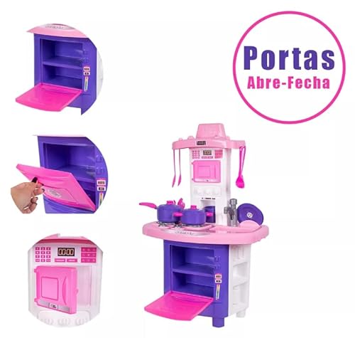 Cozinha Infantil De Brinquedo Completa Sai Água Fogão Pia Forno Panelas