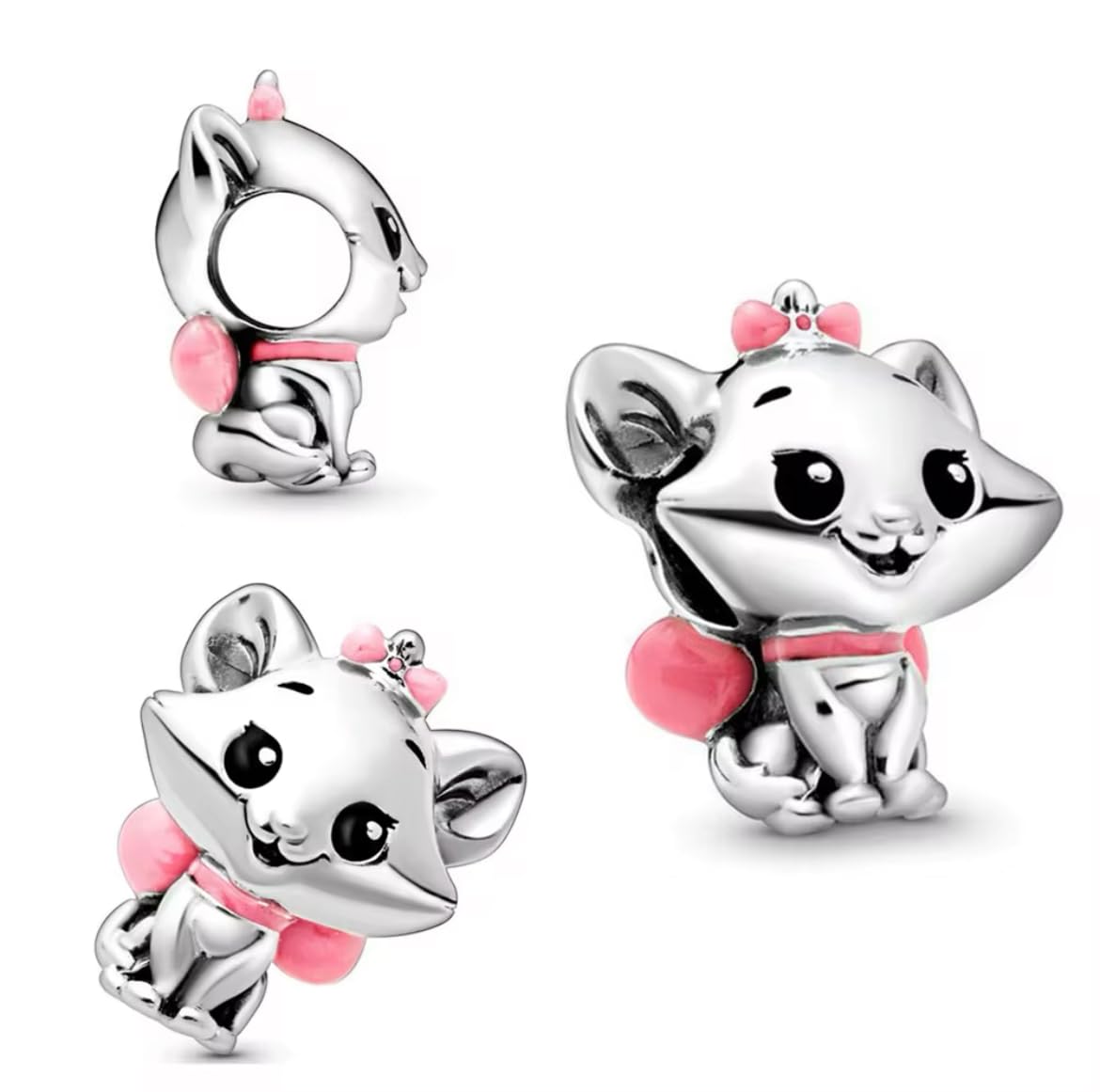 Genérico Disney Aristocats Charm en Argent Sterling 925, Compatible avec Pandora et Autres Bracelets à Breloques, Argent, Femme