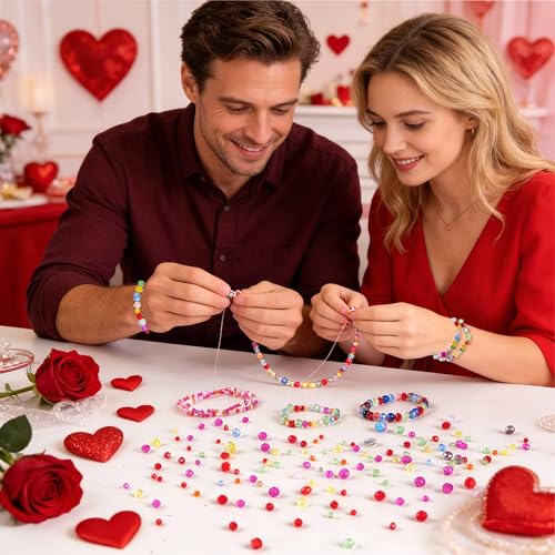 636pcs Glass Beads for Jewelry Making - Colorful Rainbow Craft Crystal Beads with Loose Beads Sparkly Beads Hole Drilled DIY for Bracelets Craft Earrings Making Valentine's Day Birthday Gifts