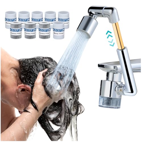 CECEFIN 1440ºSink-Water-Filter Faucet-Extender 3.0 Telescopic - Carbon Purifier Reduce 99% Chlorine, NSF Test Bathroom Kitchen Aerator, Swivel Long Arm Extension for Toddlers, Hard Water Softener by CECEFIN - Used condition - US$24.67