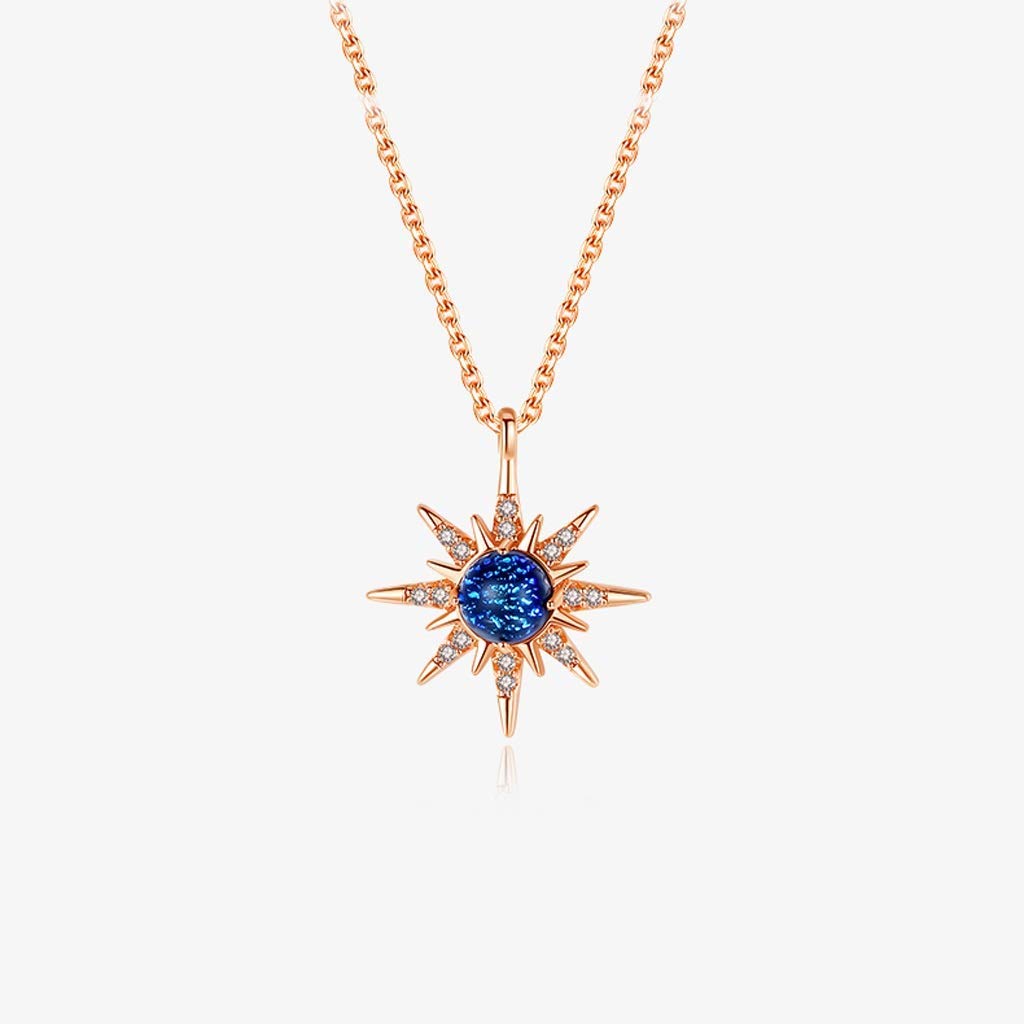 Collier S925 en zircone carré et pendentif fleur de soleil élégant