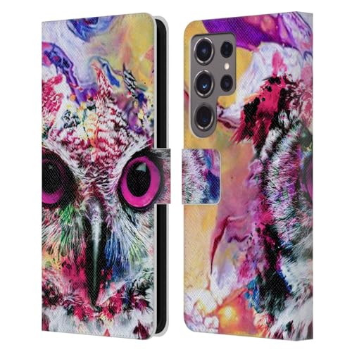 Funda Samsung Galaxy S24 Ultra 5G tipo libro carcasa cuero Búho de neón Riza Peker