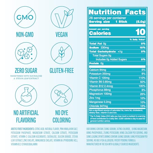 Image of TREVI Electrolytes Powder Packets, Sugar Free Hydration, Arctic Frost | 28 Count Essential Daily Drink Mix, 0 Sugar, Magnesium, Potassium, Vitamin C, Calcium, B6 & B12 Vitamins