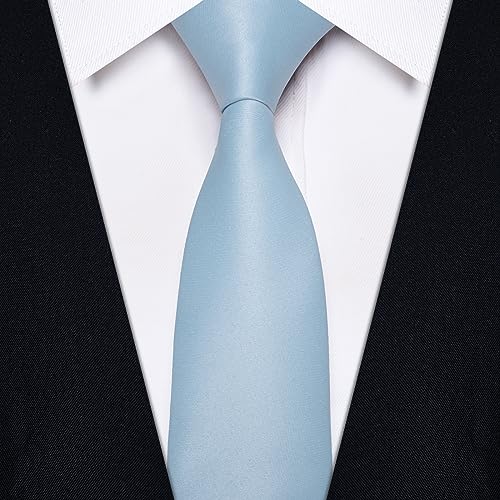 Image of YourTies Skinny Ties for Men Satin 2.4 inch Slim Necktie with Pocket Square Tie Clip Set Solid Color Wedding Party Business