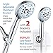 Hotel Spa AquaCare High Pressure 8-Mode Handheld Shower Head - Anti-clog Nozzles, Built-in Power Wash to Clean Tub, Extra Long 6 ft. Stainless Steel Hose, Wall & Overhead Brackets