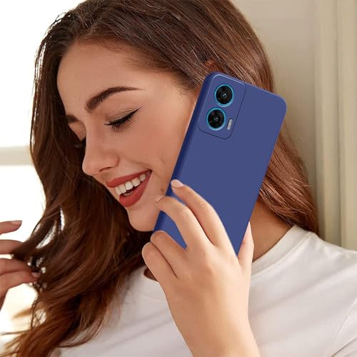 Image of amazon basics Back Cover for Moto G96 5G | Ultra Slim Soft Rubberised Case | Matte Silicone Flexible Mobile Case | Camera Protection - Blue