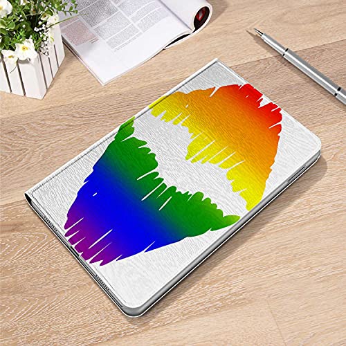 Case For Ipad (9.7-Inch, 2018/2017 Model, 6Th/5Th Generation), Mouth Gay Lips Flag Rainbow Pride Love Lesbian Full Body Protective Folio Leather Smart Case Cover With Wake/Sleep Feature #TOP21