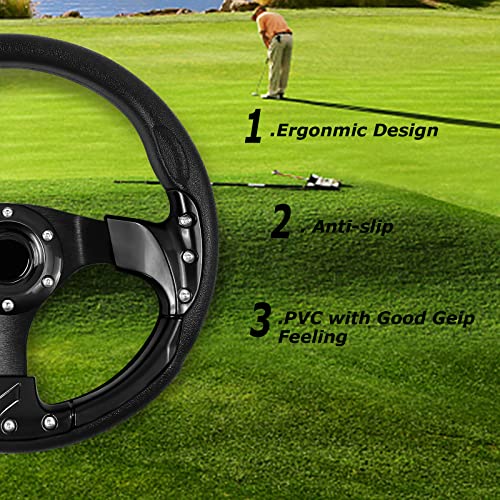 Motafar Golf Cart Steering Wheel With Ergonomic Design Universal Fit For Golf Cart Club Car Ezgo Rxv & Txt, Yamaha, Precedent Tempo, Ds #TOP4