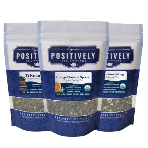 Image of Positively Tea, Organic Oolong Tea Sampler, Loose Leaf, 4 Ounce, 3 Pack