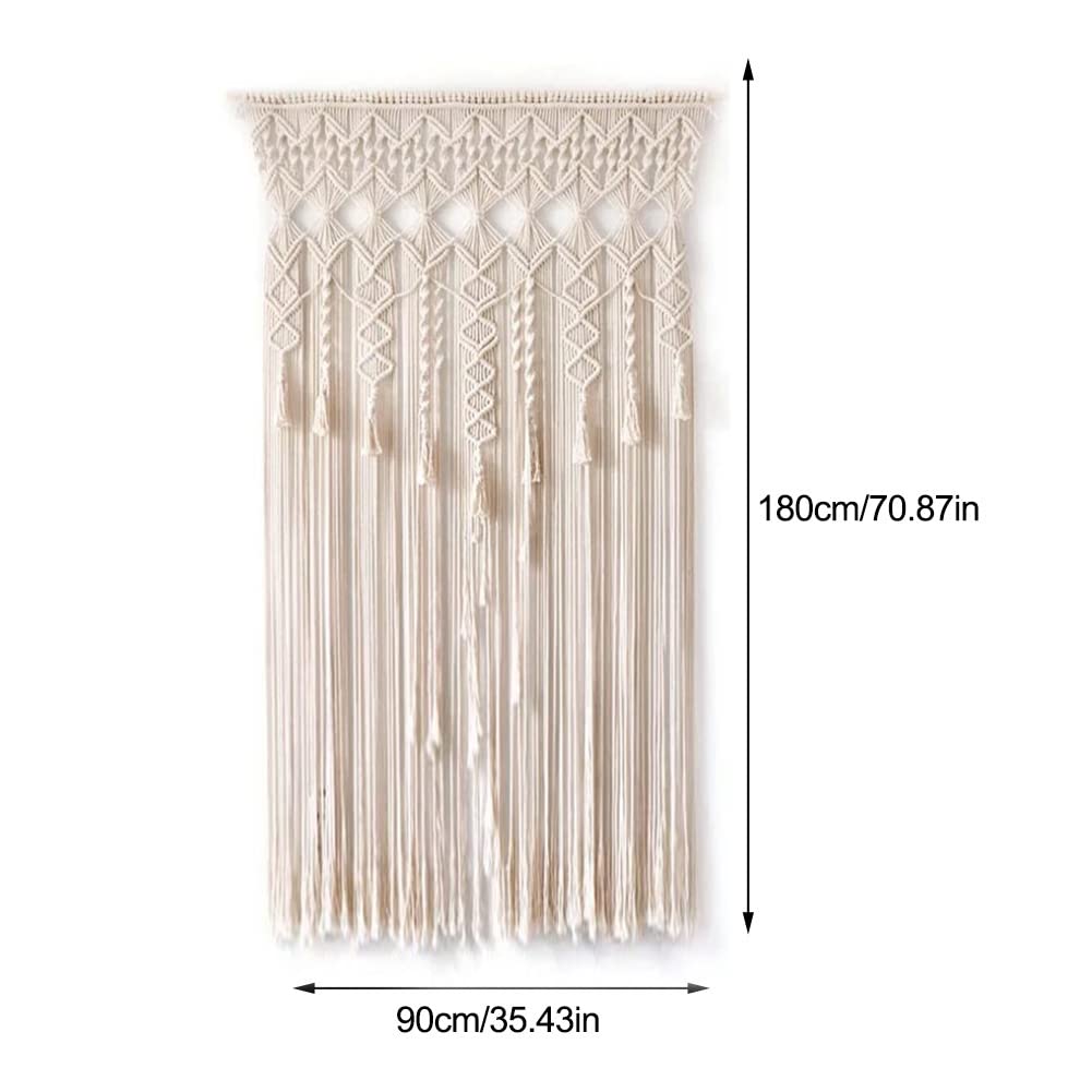 Rideau macramé fait à la main tapisserie murale pour décoration de mariage rideaux de fenêtre ivoire 90 cm l x 180 cm L