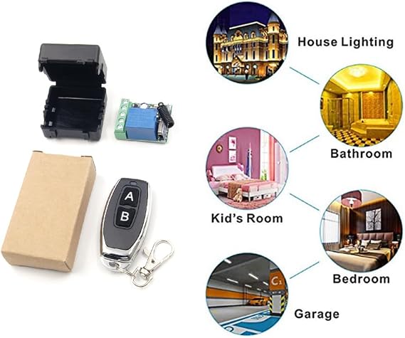 QIACHIP 433Mhz Universal Wireless Remote Control Switch DC 12V 1CH Relay Receiver Module RF Transmitter for Access Control,Lights (Transmitters 2 Button+ 2 Receiver 1CH)