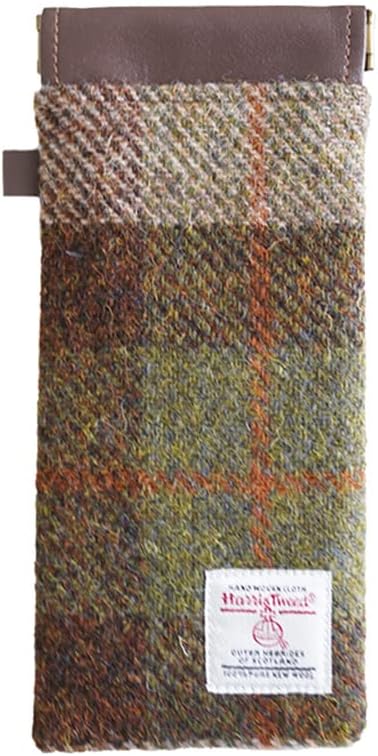 TAILORMAP Harris Tweed Squeeze Leather Sunglasses Pouch Spring Storage Glasses Pouch Holder