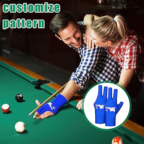 Jeyiour 18 Pcs Billiard Pool Glove 3 Fingers Cue Sports Billiard Glove Breathable Universal Billiards Accessories for Women Men Right and Left Hand, Red Black Blue