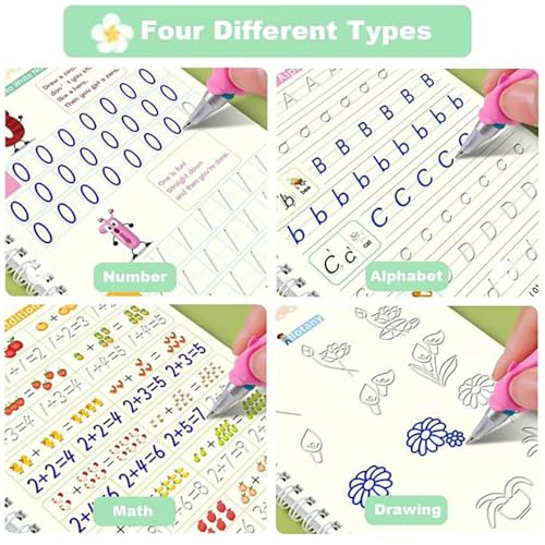 Magic Grooves Writing Practice, Magic Grooves Writing Trace Book for Kids, Magic Grooved Handwriting Practice Book for Kids Ages 3-8, Kids Practice Copybook Set 4PCS/Set (1Set) - Image 3