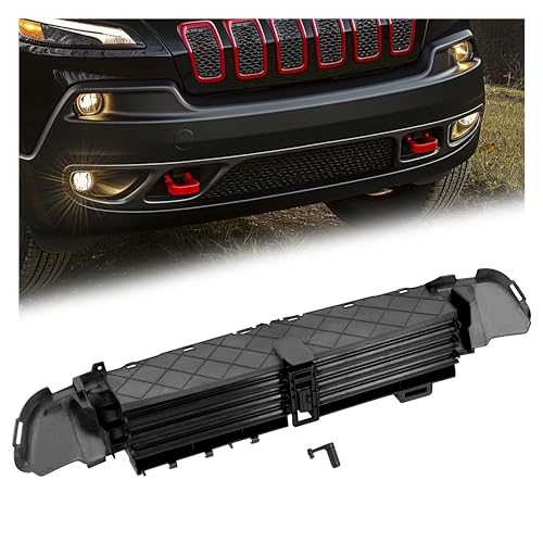 KUAFU Grille Shutter Assembly Compatible with 2014-2018 Jeep Cherokee SUV Replacement for 68164480AD 68246267AB CH1206101 Front Lower Bumper Radiator Air Shutter Black