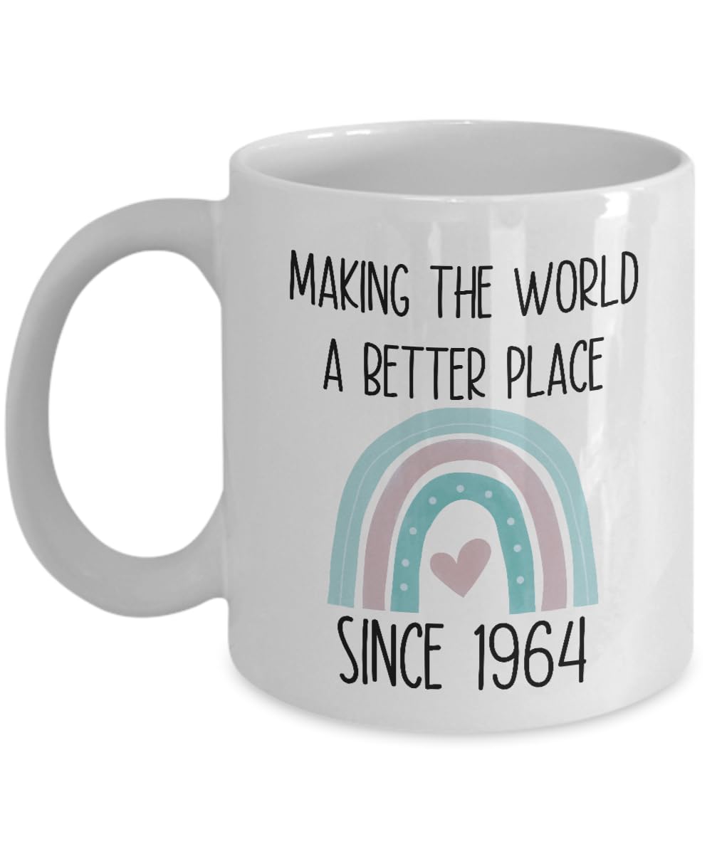 Making the world a better place since 1964, born in 1964 coffee mug, 60 years old, women's gift for 60th birthday, present cup for her