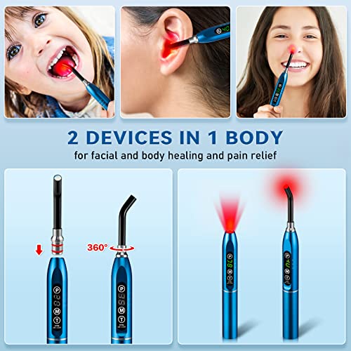 Red Light Cold Sores Fever Blister,Canker Sore Mouth Sore Relief, Nose Ear Knee Hands Joint Muscle,Handheld Infrared Red Light Device For Body Face(Blue) #TOP7