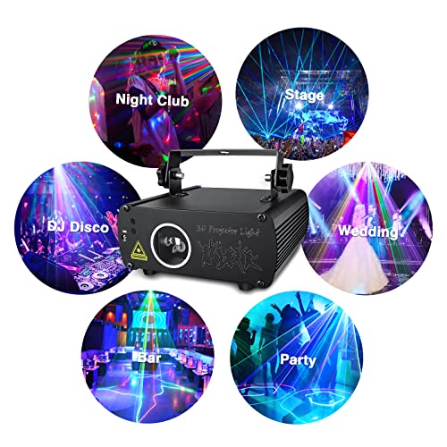 Ehaho Dj Laser Party Lights, 3D Animation Rgb Lazer Stage Lighting, Dmx512 Music Sound Activated Disco Projector Lights,Remote Control Beam Effect Scan Light For Bar Nightclub Wedding Live Show #TOP6