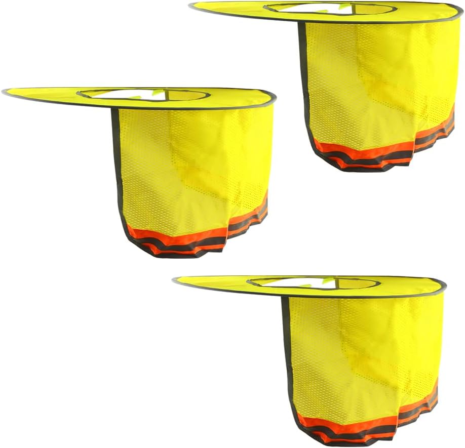 WMYCONGCONG Hard Hat Sun Shield Full Brim Mesh Neck Shield Sun Visor with Reflective Strip for Outdoor Construction Site Hardhats Safety Helmet Accessories, High Visibility