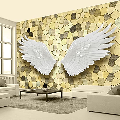 Lhgbgbln 3D Self-Adhesive Wallpaper Embossed Angel Wings Living Room Bedroom Home Wall Decoration Pvc Sticker Waterproof Oil Painting Wallpaper #TOP1