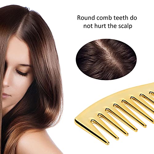 YUYTE Wide Tooth Combs, Gold, Plastic, Salon Shampoo Comb, No Handle, Detangling, Unisex, All Ages - Image 3
