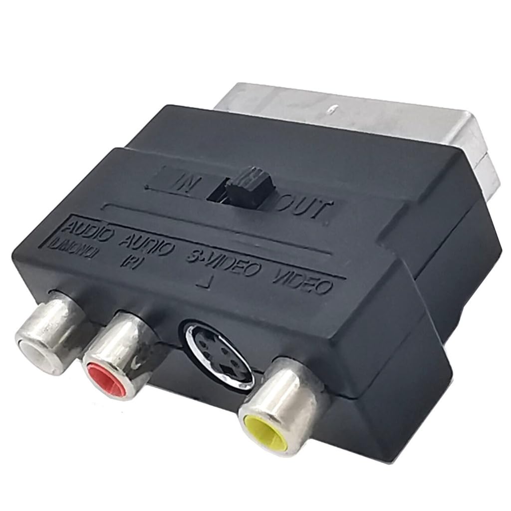 Tsophreniq 21PIN to 3RCA Female Adapter with On/Off Button for SCART Conversion Satellite, Video Recorder,