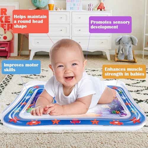 Wassermatte Baby Spielzeug, Sensorische Wasser Spielmatte, Aufblasbare Wassermatte Wasserbett für Haustier, Sensory Water Playmat für Katzen Hunde, Wassermatte Sensorisches Spielzeug für Kinder