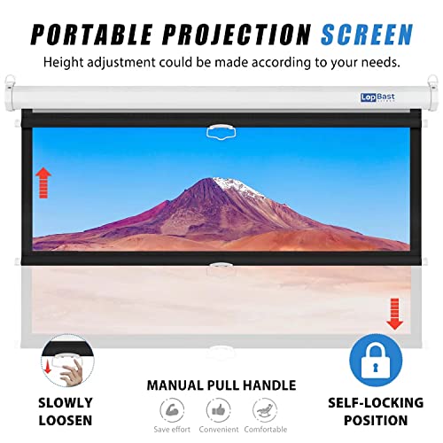 Image of 100INCH Manual Pull Down White Projector Screen 16:9 1.2 Gain Retractable Auto-Locking 4K 8K 3D Ultra HD for Home Theater Movie Office Game Projection Screen with Slow Retract Mechanism