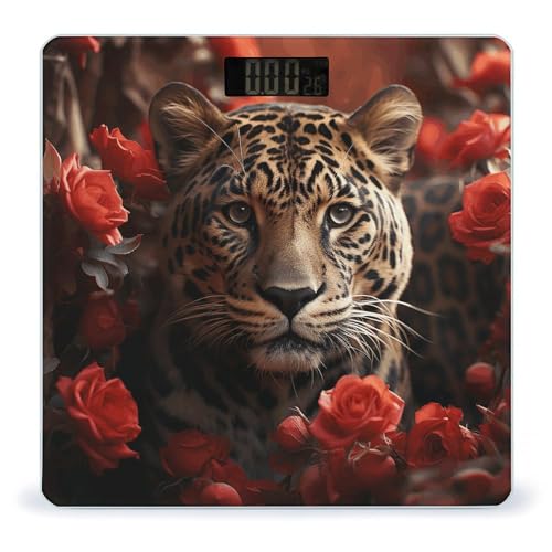 Báscula digital de baño con pantalla LCD y superficie de vidrio templado miniatura 1
