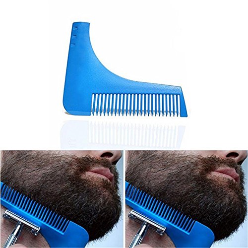 SaiDeng Men Beard Styling & Shaping Template Comb Trim Tool Perfect for Lines & Symmetry Blue
