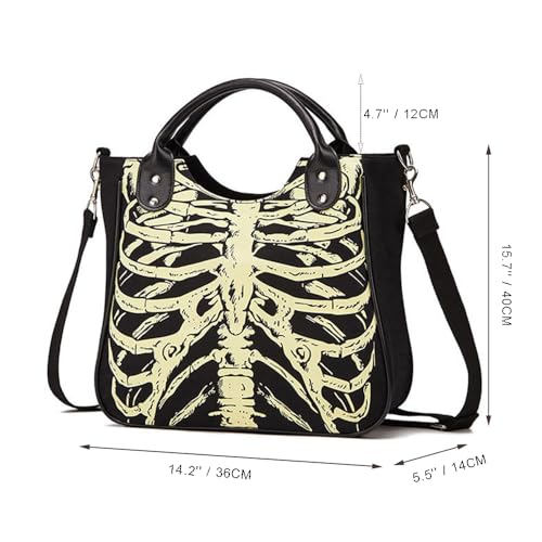 Women Fashion Rivet Handbag Purse Luminous Canvas Punk Tote with Shoulder Strap Crossbody Bag Large Capacity3
