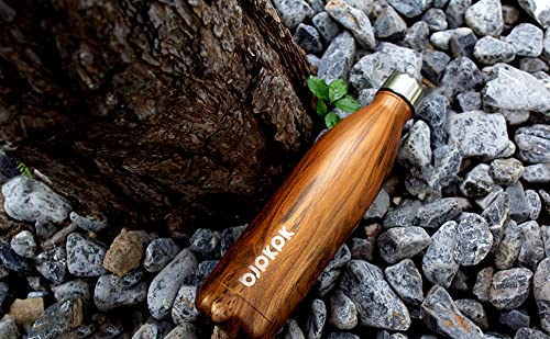 Bjpkpk Insulated Water Bottles -17Oz/500Ml -Stainless Steel Water Bottles,Sports Water Bottles Keep Cold For 24 Hours And Hot For 12 Hours,Bpa Free Kids Water Bottle For School-Wood-Ice Blue #TOP3