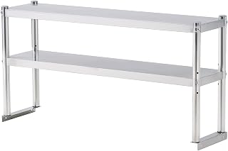 Stainless Steel Shelf 2 Tier Stainless Overshelf for Kitchen Prep Work Table 12 x 48 Inches Adjustable Commercial Steel Table OverShelf for Kitchen, Restaurant, Bar, Utility Room, Garage
