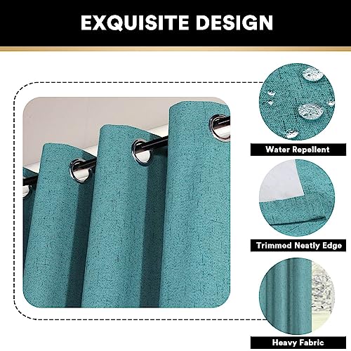 Image of PrinceDeco Blackout Curtains for Sliding Glass Doors Teal Blue Black Out Curtains Blackout Curtains for Bedroom Energy-Efficient Temperature Regulators Patio Door Curtains 100X84 Inches