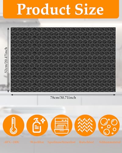 Yotlein Silikon Induktionskochfeld Schutzmatte, 52 * 78cm, Hitzebeständig Rutschfest, Zuschneidbar, Kochfeld-Kratzschutz für Induktionsherd, Silikon Unterlage für Induktionskochfeld