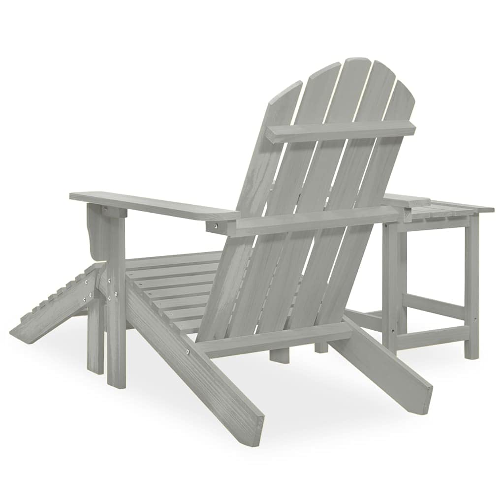 vidaXL Sapin Chaise de Jardin Adirondack avec Pouf et Table Fauteuil de Patio Chaise de Terrasse Meuble d'Extérieur Siège de Jardin Gris