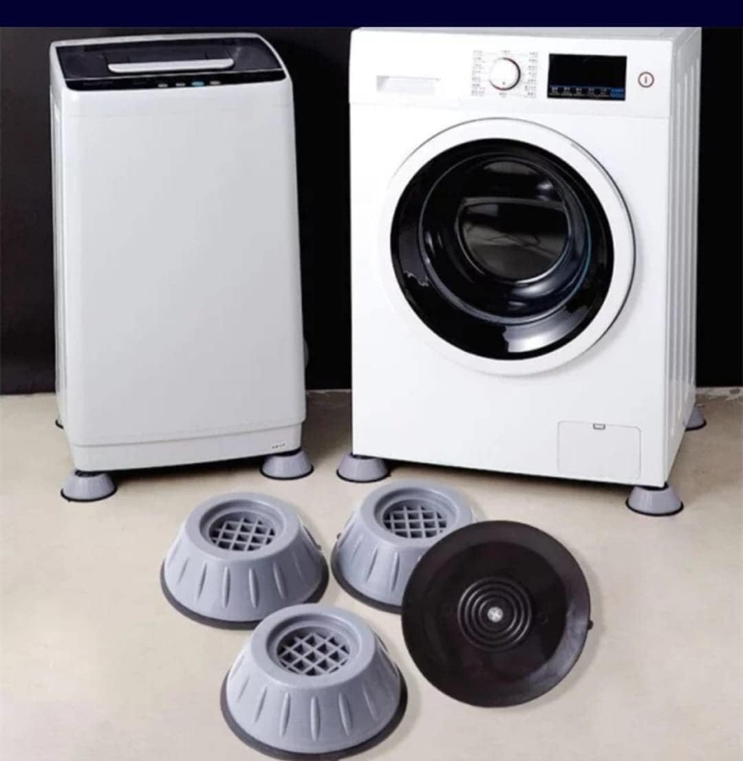 Ritu's Anti Vibration Pads with Suction Cup Feet, Washing Machine Leveling Feet Anti Walk Pads Shock Absorber Furniture Lifting Base (4 Piece).