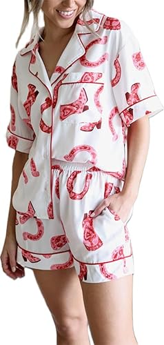 Yiulangde Women Satin Pajamas Shorts Sets Y2k Silk PJs 2 Piece Outfits Collar Long Sleeve Button Down Shirt Lounge Pants Set