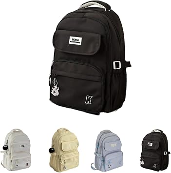 Large Capacity Backpack Aesthetic Cute Outdoor 15.6-Inch Laptop Computer Daypack Black