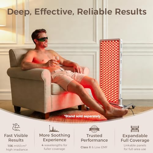 Image of BestQool Red Light Therapy Panel, 4 Wavelengths Full Body Infrared Light Therapy, 300 Elite Grade Dual Chip LEDs, FSA-HSA Red Light Device at Home, Ideal for Body, Face. Modular Design.