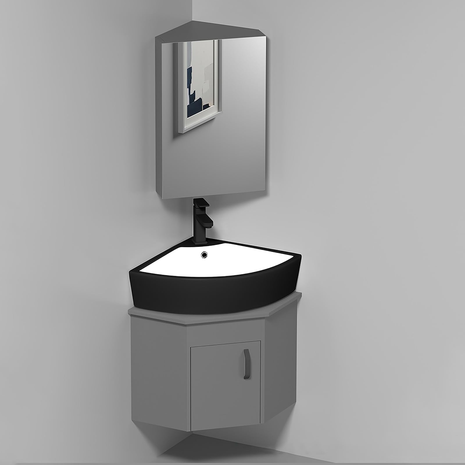 DFGHNBVC Floating Bathroom Vanity Set With Mirror Ceramic Basin Sink, Space-Saving Wall Mounted Cabinet For Small Bathrooms,48Cm